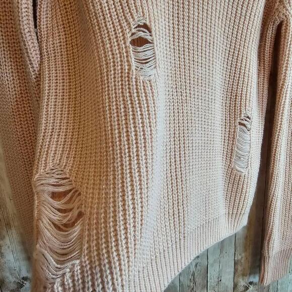 Women's Crave Fame Pink Distressed Sweater Size S - Picture 7 of 9